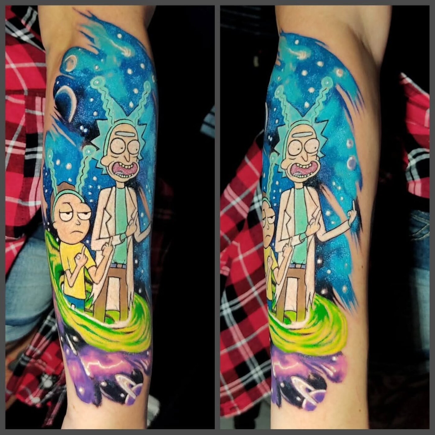 Tatuagem Portal espacial — Colorida, Panturrilha